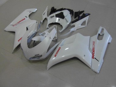 07-14 Pearl White with Red Decals Ducati 848 1098 1198 Motorcycle Fairings