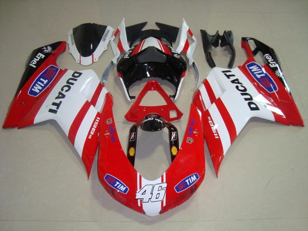 07-14 Red White 46 Ducati 848 1098 1198 Motorcycle Fairings