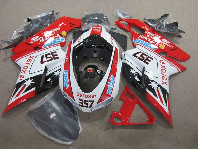 07-14 Red White Xerox 357 Ducati 1098 Motorcycle Fairings 07-14 Red White Xerox 357 Ducati 1098 Motorcycle Fairings