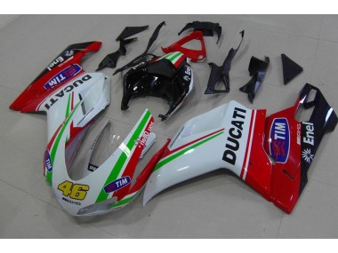 07-14 Red White Yellow 46 Ducati 848 1098 1198 Motorcycle Fairings