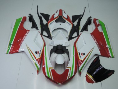 07-14 Red White and Green Ducati 848 1098 1198 Motorcycle Fairings