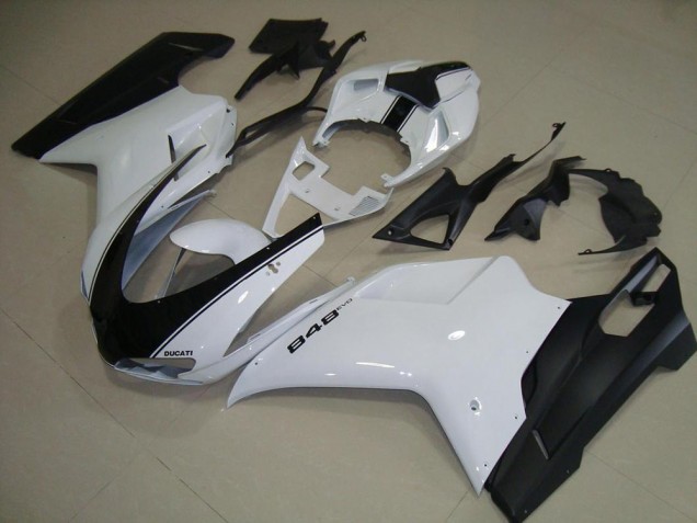 07-14 White Matte Black Ducati 848 1098 1198 Motorcycle Fairings 07-14 White Matte Black Ducati 848 1098 1198 Motorcycle Fairings