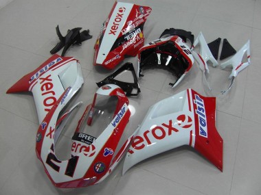 07-14 White Red Xerox Ducati 848 1098 1198 Motorcycle Fairing
