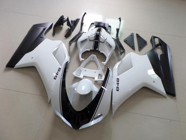 07-14 White and Black Stripe Ducati 848 1098 1198 Motorcycle Fairings 07-14 White and Black Stripe Ducati 848 1098 1198 Motorcycle Fairings