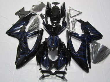 08-10 Black Blue Flame Suzuki GSXR 600 Motorcycle Fairings