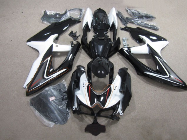 08-10 Black White Suzuki GSXR 600 Motorcycle Fairing 08-10 Black White Suzuki GSXR 600 Motorcycle Fairing