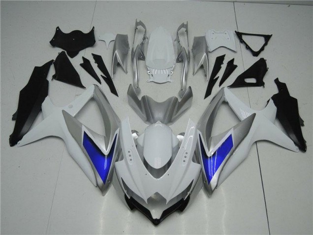 08-10 White Silver Blue Suzuki GSXR 600/750 Motorcycle Fairings 08-10 White Silver Blue Suzuki GSXR 600/750 Motorcycle Fairings