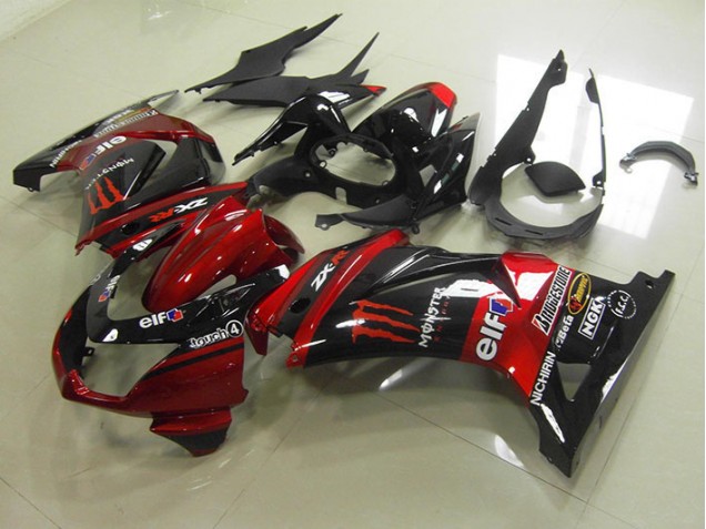 08-12 Black Red Monster Kawasaki ZX250R Motorcycle Fairing 08-12 Black Red Monster Kawasaki ZX250R Motorcycle Fairing