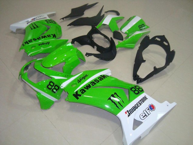 08-12 Green and White Kawasaki ZX250R Motorcycle Fairings 08-12 Green and White Kawasaki ZX250R Motorcycle Fairings
