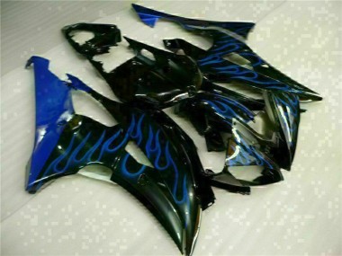 08-16 Blue Flame Black Yamaha YZF R6 Motorcycle Fairings