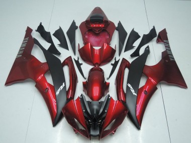 08-16 Candy Red and Black Yamaha YZF R6 Motorcycle Fairings