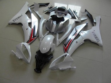 08-16 Pearl White Silver Yamaha YZF R6 Motorcycle Fairings