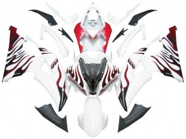 08-16 White Red Flame R6 Yamaha YZF R6 Motorcycle Fairings