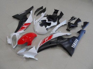 08-16 White and Matte Black Yamaha YZF R6 Motorcycle Fairings