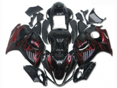 08-19 Black Red Suzuki GSXR 1300 Hayabusa Motorcycle Fairing & Bodywork