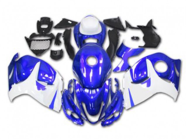 08-19 Blue White Suzuki GSXR 1300 Hayabusa Motorcycle Fairing