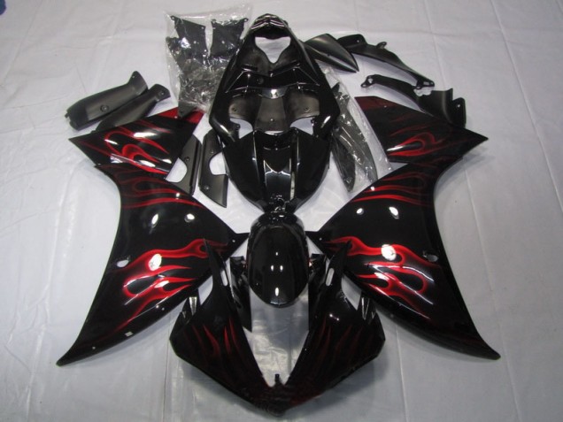09-11 Black Red Flame Yamaha YZF R1 Motorcycle Fairings 09-11 Black Red Flame Yamaha YZF R1 Motorcycle Fairings