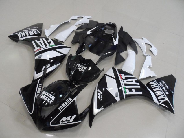 09-11 Black White Fiat Yamaha YZF R1 Motorcycle Fairing 09-11 Black White Fiat Yamaha YZF R1 Motorcycle Fairing