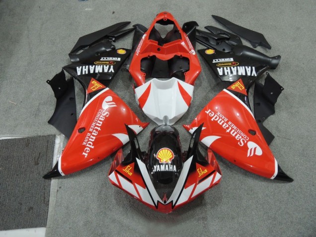 09-11 Black White Santander Red Yamaha YZF R1 Motorcycle Fairings 09-11 Black White Santander Red Yamaha YZF R1 Motorcycle Fairings