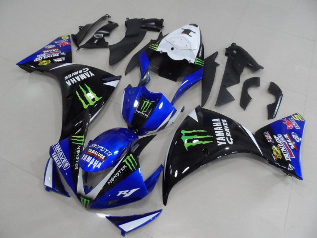 09-11 Blue Black Monster Yamaha YZF R1 Motorcycle Fairings 09-11 Blue Black Monster Yamaha YZF R1 Motorcycle Fairings