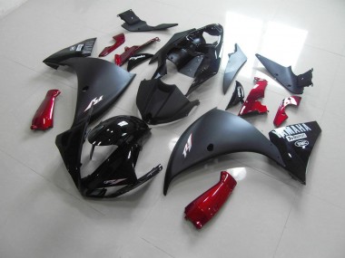 09-11 Matte Black Red Yamaha YZF R1 Motorcycle Fairings