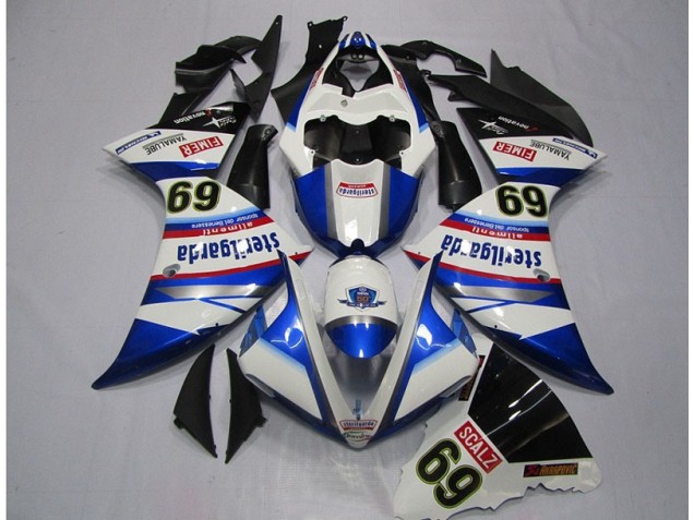 09-11 White Blue Sterilgarda SCALZ 69 Yamaha YZF R1 Motorcycle Fairings 09-11 White Blue Sterilgarda SCALZ 69 Yamaha YZF R1 Motorcycle Fairings