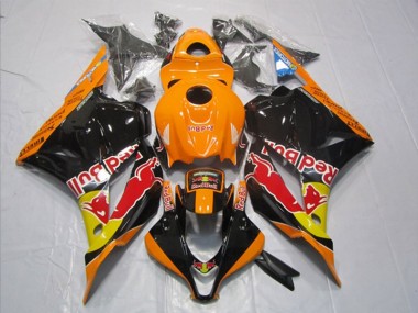 09-12 Black Orange Red Bull Honda CBR600RR Motorcycle Fairings