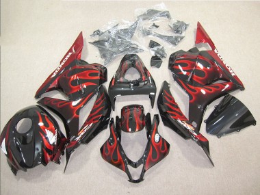 09-12 Black Red Flame Honda CBR600RR Motorcycle Bodywork