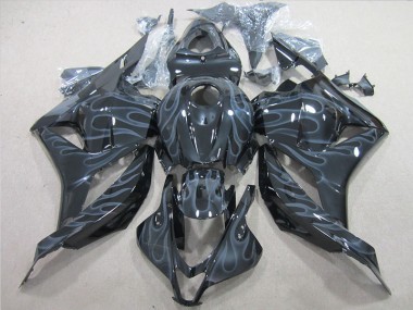 09-12 Black Silver Flame Honda CBR600RR Motorcycle Fairing