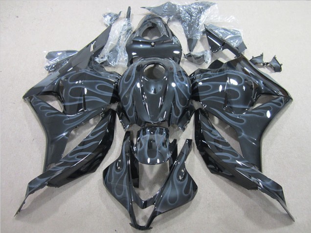 09-12 Black Silver Flame Honda CBR600RR Motorcycle Fairing 09-12 Black Silver Flame Honda CBR600RR Motorcycle Fairing