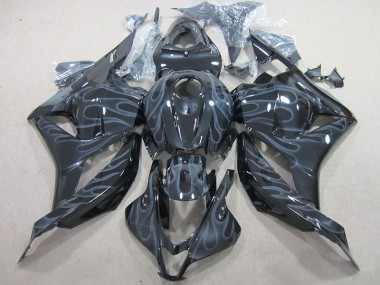 09-12 Black Silver Flame Honda CBR600RR Motorcycle Fairings