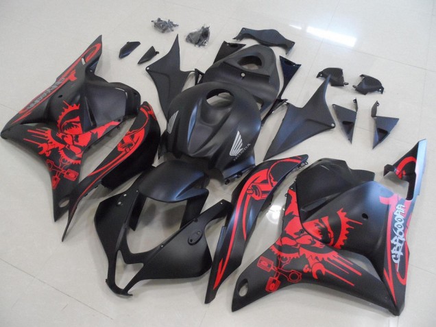 09-12 Matte Black with Red Skull Honda CBR600RR Motorcycle Fairings 09-12 Matte Black with Red Skull Honda CBR600RR Motorcycle Fairings