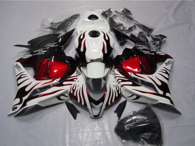 09-12 White Black Red Flame Honda CBR600RR Motorcycle Fairings