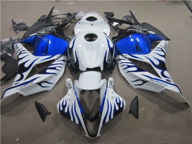 09-12 White Blue Flame Honda CBR600RR Motorcycle Fairings