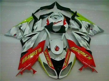 09-12 White Red H. Energy Kawasaki ZX6R Motorcycle Fairings