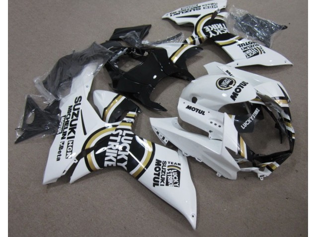 11-21 White Lucky Strike Black Motul Suzuki GSXR 600 Motorcycle Fairing 11-21 White Lucky Strike Black Motul Suzuki GSXR 600 Motorcycle Fairing