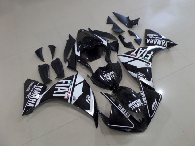 12-14 Black White Fiat Yamaha YZF R1 Motorcycle Fairings 12-14 Black White Fiat Yamaha YZF R1 Motorcycle Fairings