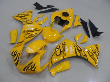 12-14 Yellow Black Flame Yamaha YZF R1 Motorcycle Fairings