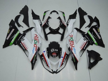 13-18 Black White Rapid Hager Kawasaki ZX6R Motorcycle Fairings