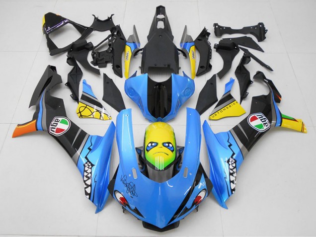 15-19 Blue Yellow Shark Yamaha YZF R1 Motorcycle Fairings 15-19 Blue Yellow Shark Yamaha YZF R1 Motorcycle Fairings