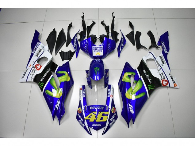 17-21 Monster Blue Movistar 46 Yamaha YZF R6 Motorcycle Fairings 17-21 Monster Blue Movistar 46 Yamaha YZF R6 Motorcycle Fairings