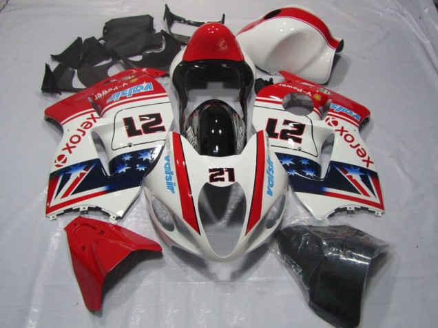 96-07 White Red Xerox 21 Suzuki GSXR 1300 Hayabusa Motorcycle Fairings 96-07 White Red Xerox 21 Suzuki GSXR 1300 Hayabusa Motorcycle Fairings