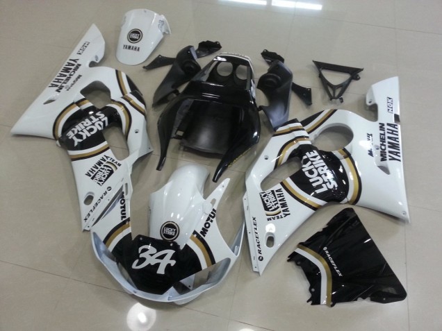 98-02 White Black Yamaha YZF R6 Motorcycle Fairings 98-02 White Black Yamaha YZF R6 Motorcycle Fairings