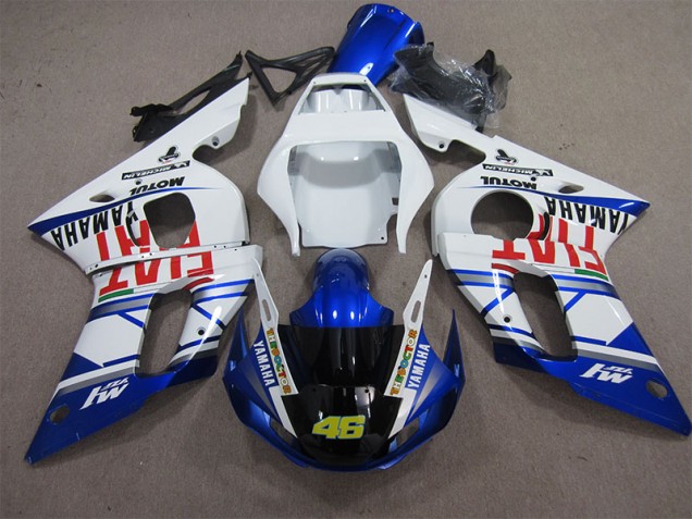 98-02 White Blue Fiat 46 Yamaha YZF R6 Motorcycle Fairings 98-02 White Blue Fiat 46 Yamaha YZF R6 Motorcycle Fairings