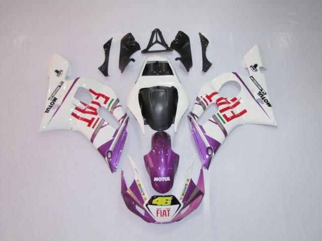 98-02 White Purple Fiat 46 Yamaha YZF R6 Motorcycle Fairings 98-02 White Purple Fiat 46 Yamaha YZF R6 Motorcycle Fairings