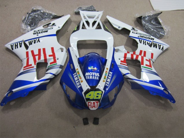 98-99 Blue White Motul Fiat 46 Yamaha YZF R1 Motorcycle Fairings 98-99 Blue White Motul Fiat 46 Yamaha YZF R1 Motorcycle Fairings
